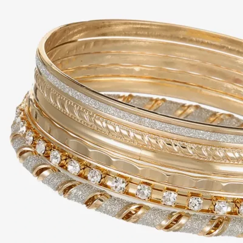 Monet Jewelry Two Tone Bangle Womens 6-pc. Glass Bracelet Set