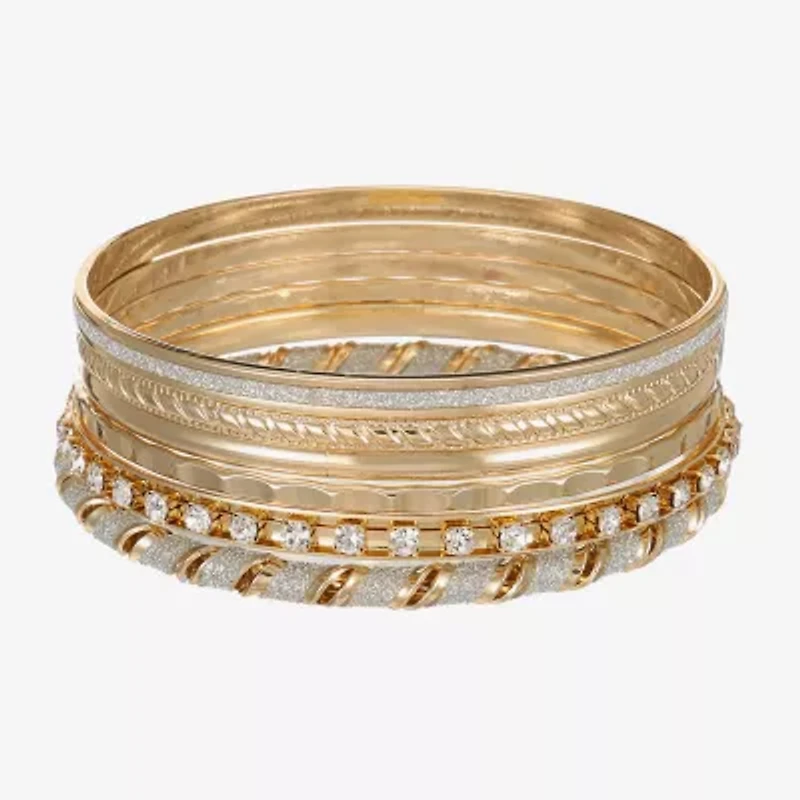 Monet Jewelry Two Tone Bangle Womens 6-pc. Glass Bracelet Set