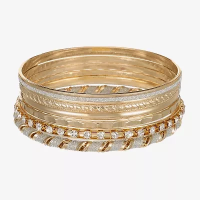 Monet Jewelry Two Tone Bangle Womens 6-pc. Glass Bracelet Set