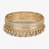 Monet Jewelry Two Tone Bangle Womens 6-pc. Glass Bracelet Set