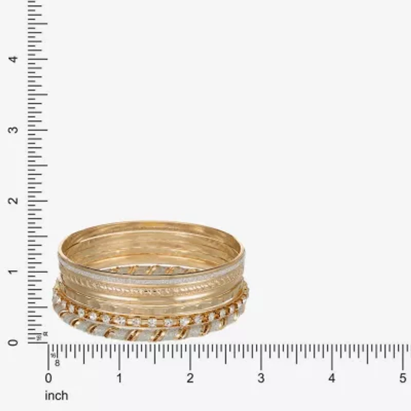 Monet Jewelry Two Tone Bangle Womens 6-pc. Glass Bracelet Set
