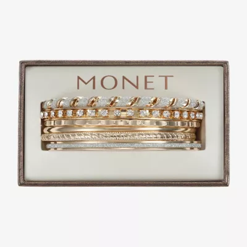 Monet Jewelry Two Tone Bangle Womens 6-pc. Glass Bracelet Set