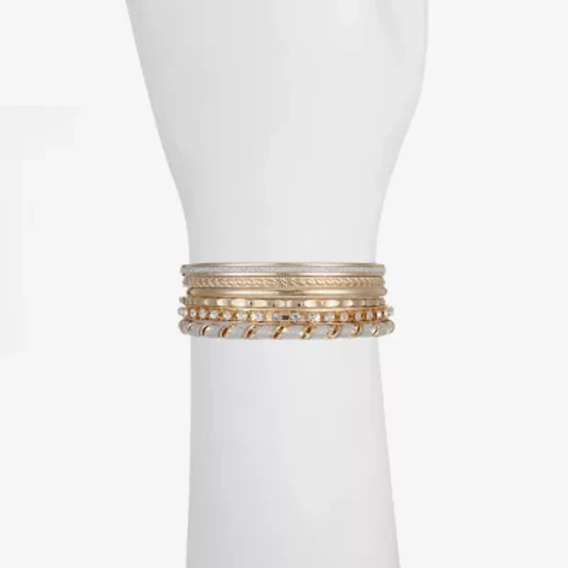 Monet Jewelry Two Tone Bangle Womens 6-pc. Glass Bracelet Set