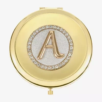 Monet Jewelry Initial Gold Tone Round Compact Mirror