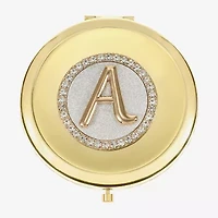 Monet Jewelry Initial Gold Tone Round Compact Mirror