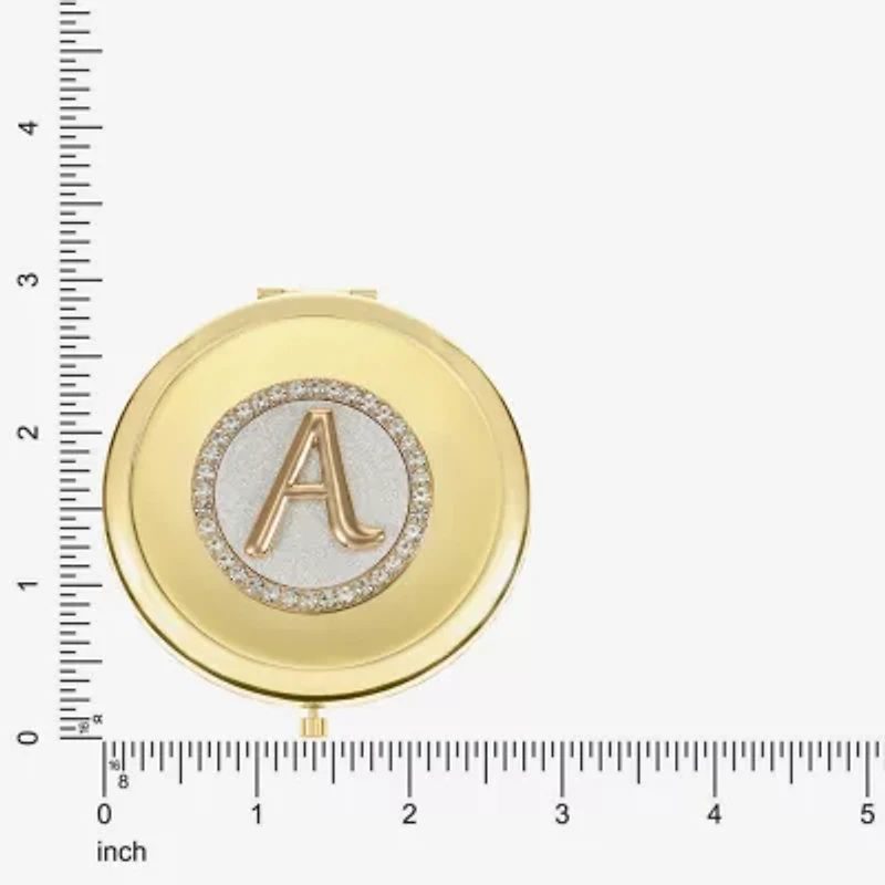Monet Jewelry Initial Gold Tone Round Compact Mirror