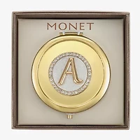 Monet Jewelry Initial Gold Tone Round Compact Mirror