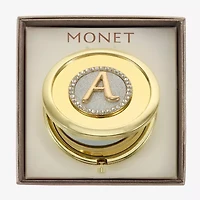 Monet Jewelry Initial Gold Tone Round Compact Mirror
