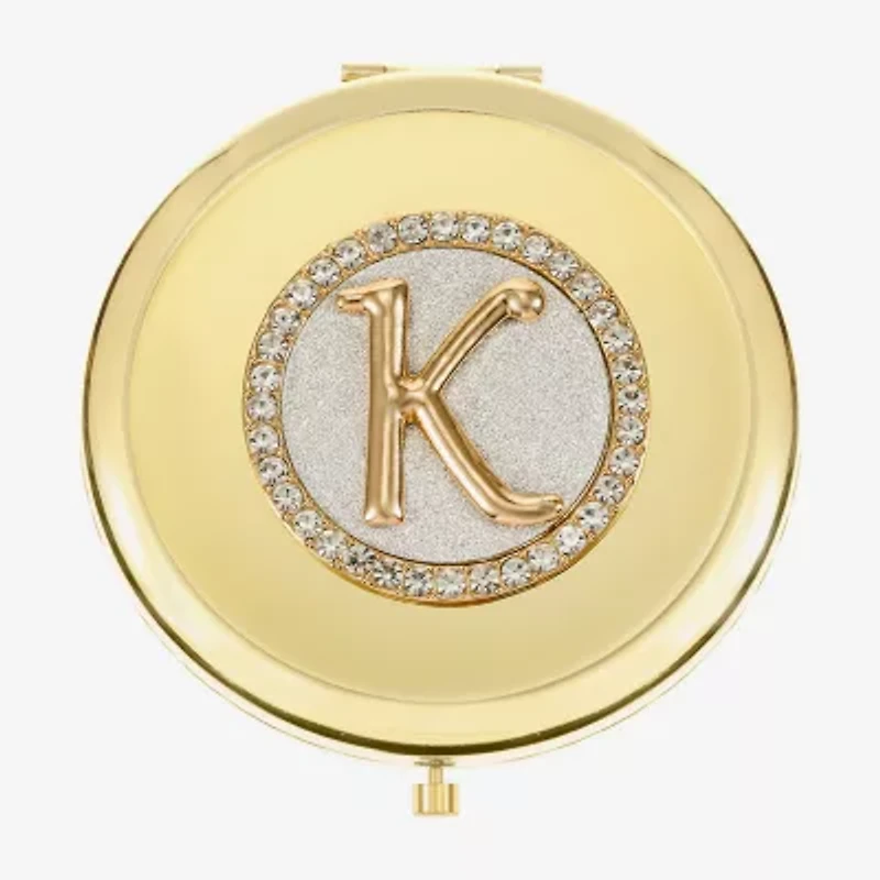 Monet Jewelry Initial Gold Tone Round Compact Mirror