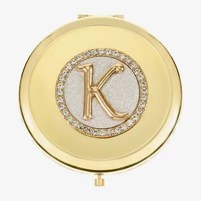 Monet Jewelry Initial Gold Tone Round Compact Mirror
