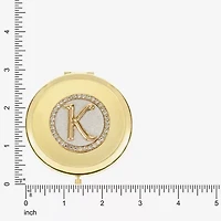 Monet Jewelry Initial Gold Tone Round Compact Mirror