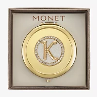 Monet Jewelry Initial Gold Tone Round Compact Mirror