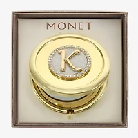 Monet Jewelry Initial Gold Tone Round Compact Mirror