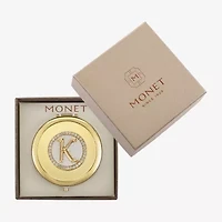 Monet Jewelry Initial Gold Tone Round Compact Mirror
