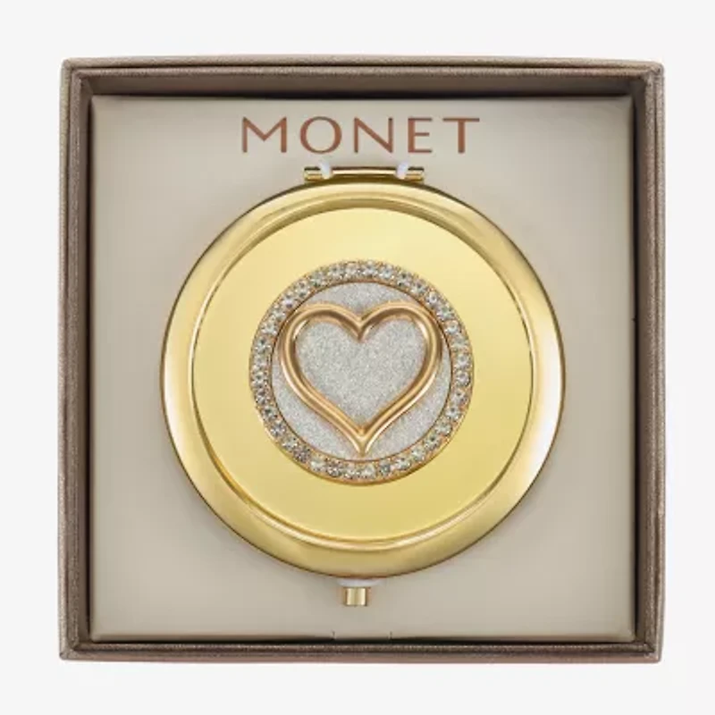 Monet Jewelry Initial Gold Tone Heart Compact Mirror