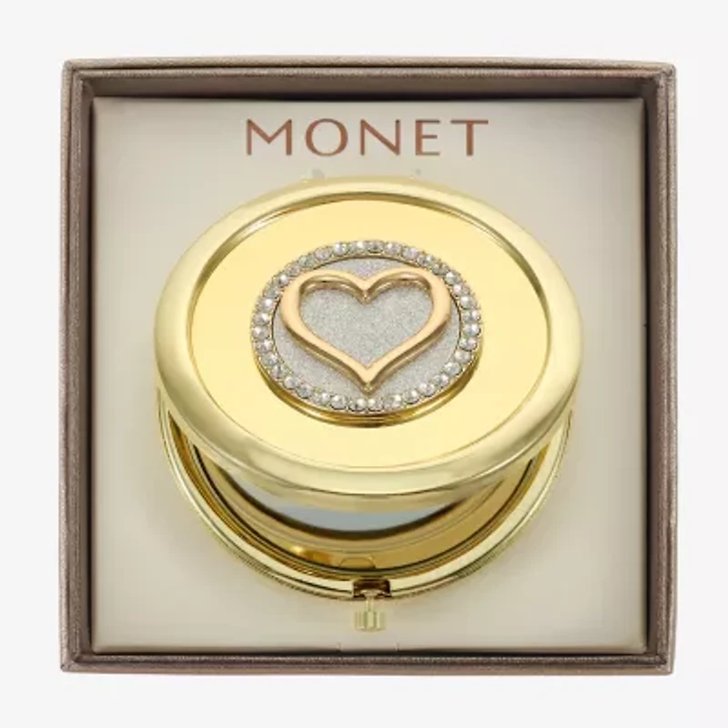 Monet Jewelry Initial Gold Tone Heart Compact Mirror