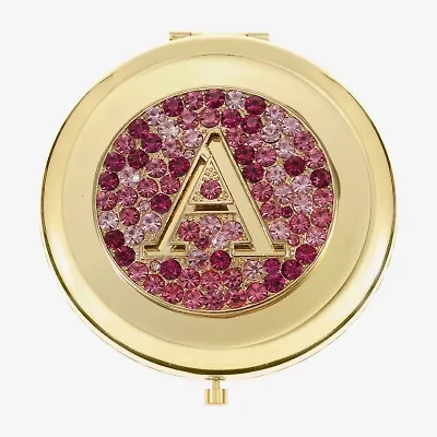 Monet Jewelry Initial Gold Tone Round Compact Mirror