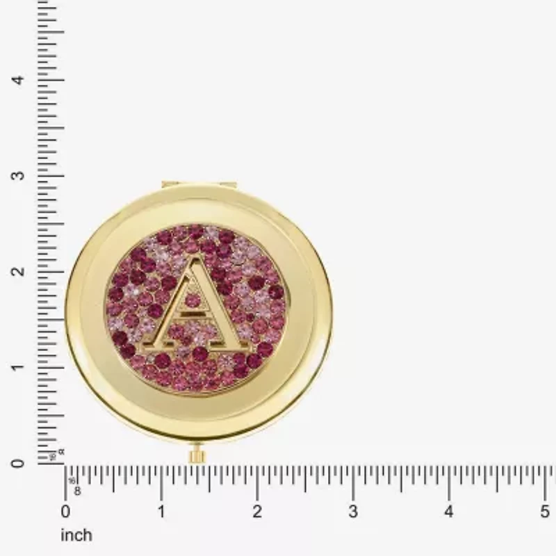 Monet Jewelry Initial Gold Tone Round Compact Mirror