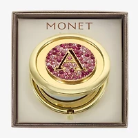 Monet Jewelry Initial Gold Tone Round Compact Mirror