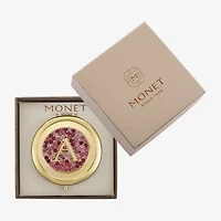 Monet Jewelry Initial Gold Tone Round Compact Mirror