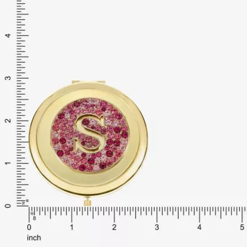 Monet Jewelry Initial Gold Tone Round Compact Mirror