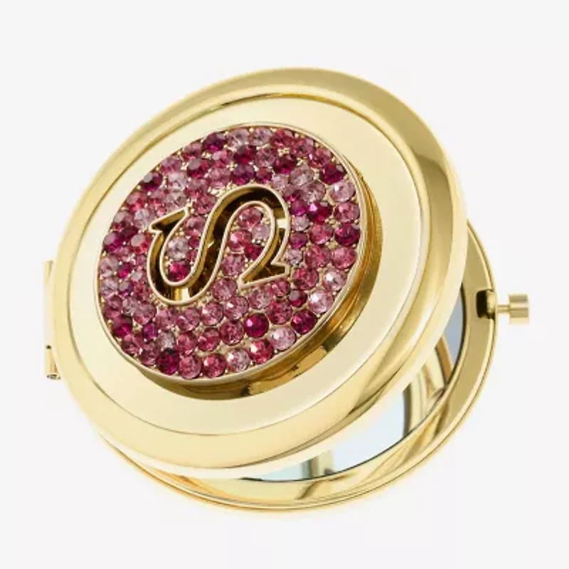 Monet Jewelry Initial Gold Tone Round Compact Mirror