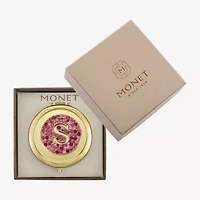 Monet Jewelry Initial Gold Tone Round Compact Mirror