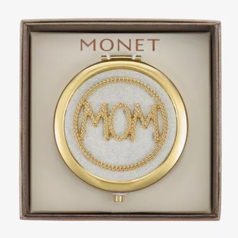 Monet Jewelry Mom Gold Tone Compact Mirror