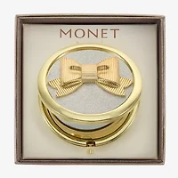 Monet Jewelry Gold Tone Bow Compact Mirror