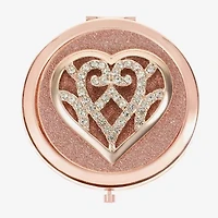 Monet Jewelry Rose Tone Heart Compact Mirror