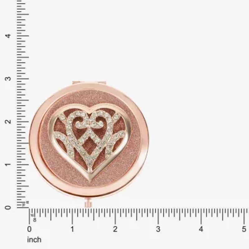 Monet Jewelry Rose Tone Heart Compact Mirror