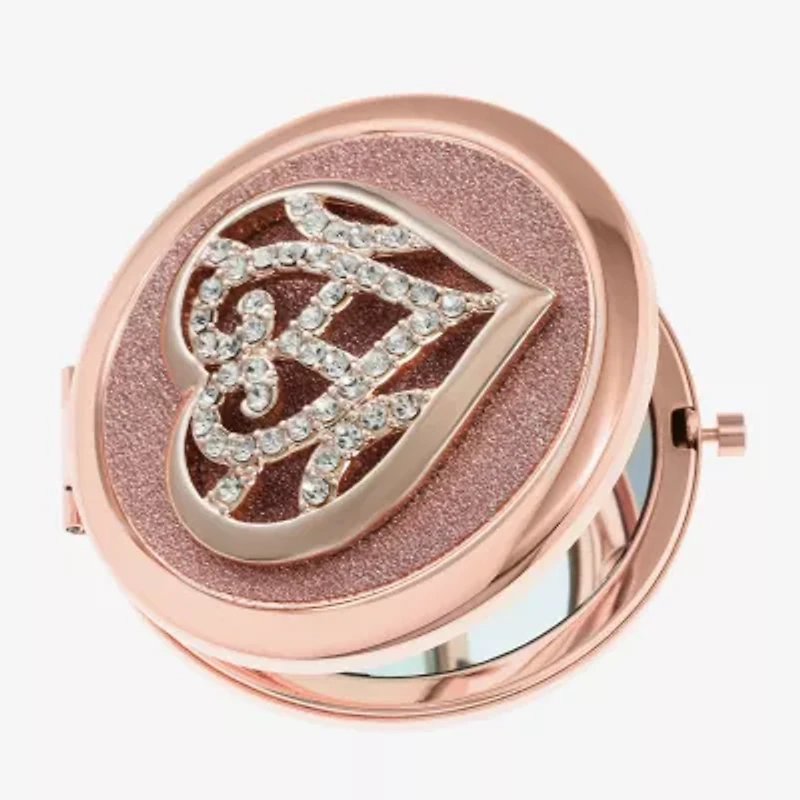 Monet Jewelry Rose Tone Heart Compact Mirror