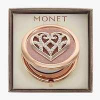 Monet Jewelry Rose Tone Heart Compact Mirror