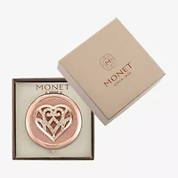 Monet Jewelry Rose Tone Heart Compact Mirror