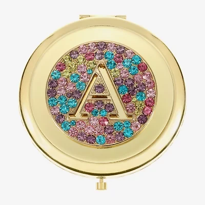 Monet Jewelry Initial Gold Tone Round Compact Mirror