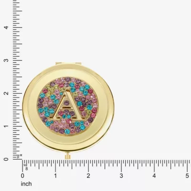 Monet Jewelry Initial Gold Tone Round Compact Mirror