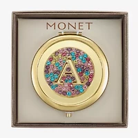 Monet Jewelry Initial Gold Tone Round Compact Mirror