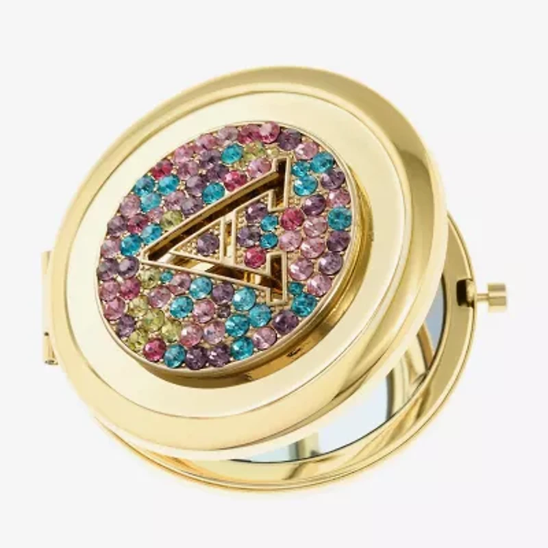 Monet Jewelry Initial Gold Tone Round Compact Mirror