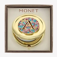Monet Jewelry Initial Gold Tone Round Compact Mirror