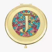 Monet Jewelry Initial Gold Tone Round Compact Mirror