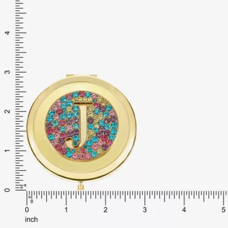 Monet Jewelry Initial Gold Tone Round Compact Mirror