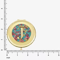 Monet Jewelry Initial Gold Tone Round Compact Mirror