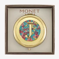 Monet Jewelry Initial Gold Tone Round Compact Mirror