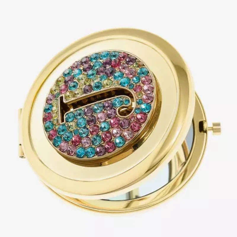 Monet Jewelry Initial Gold Tone Round Compact Mirror