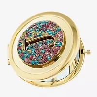 Monet Jewelry Initial Gold Tone Round Compact Mirror