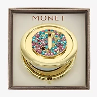 Monet Jewelry Initial Gold Tone Round Compact Mirror