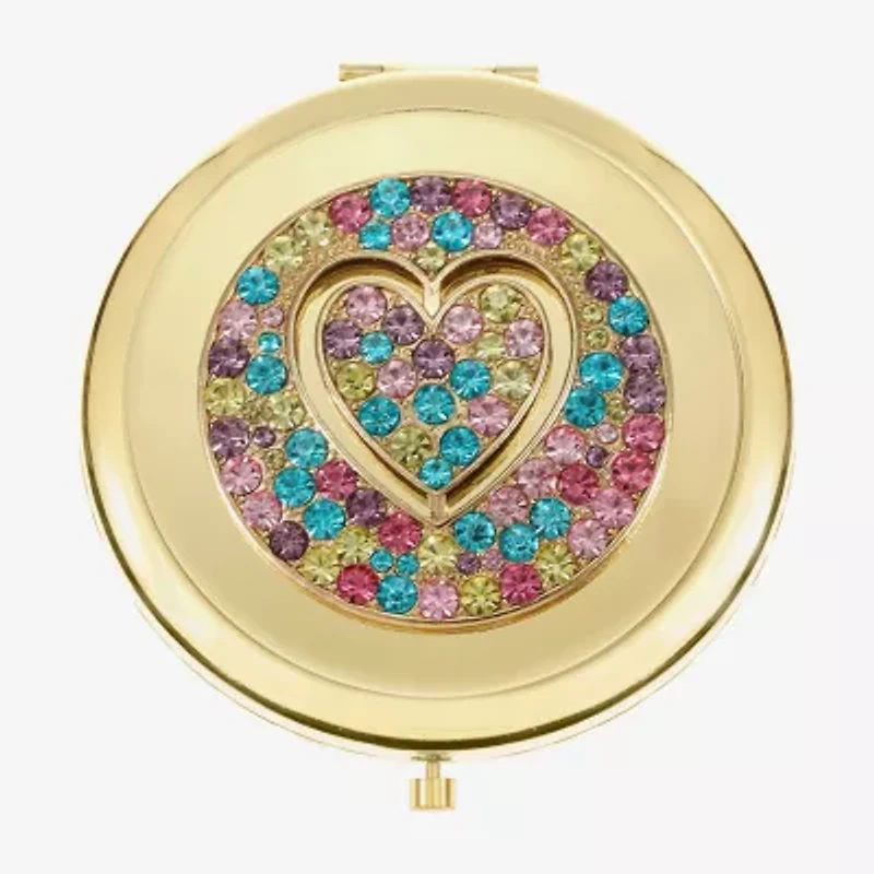 Monet Jewelry Gold Tone Round Compact Mirror