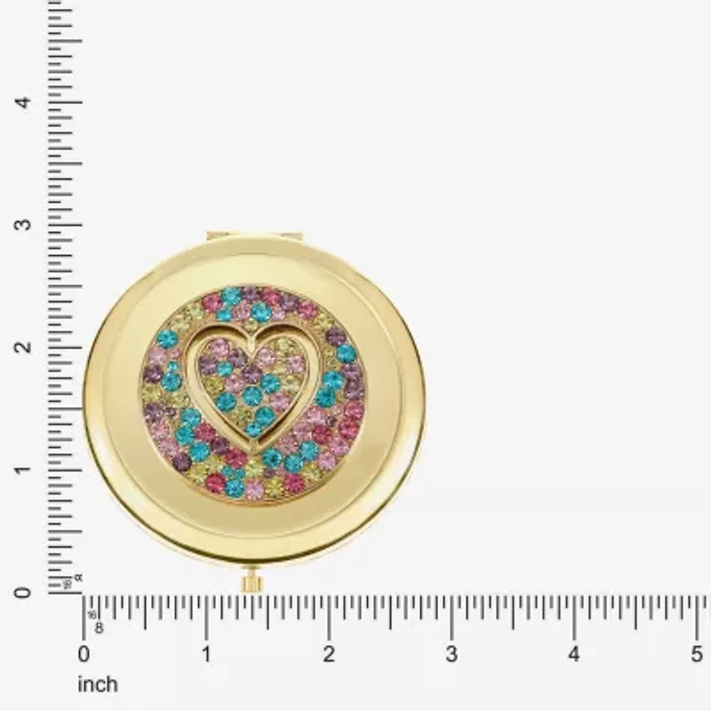 Monet Jewelry Gold Tone Round Compact Mirror