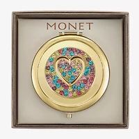 Monet Jewelry Gold Tone Round Compact Mirror