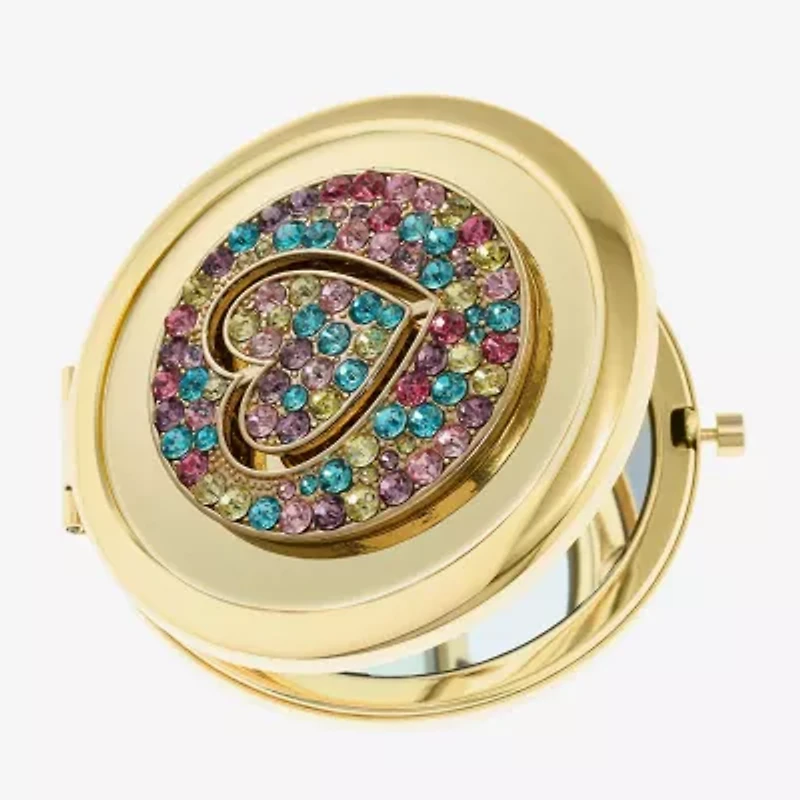 Monet Jewelry Gold Tone Round Compact Mirror